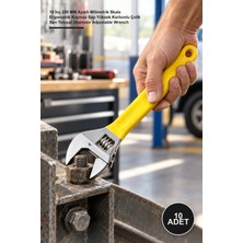 Yenilig 10 Adet Kurbağacık Anahtar – 10 Inç 250 mm Ayarlı Milimetrik Skala Ergonomik Kaymaz Sap Yüksek Karbonlu Çelik Sarı Tesisat Otomotiv Adjustable Wrench