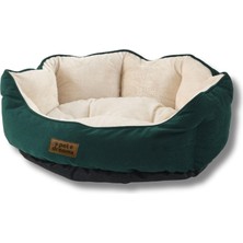 aklow akyoleticaret Sprit Lüks Kedi/köpek Yatağı; Kaymaz Altlık, Sertifikalı Kumaş, Yıkanabilir, Silikon Elyaf Dolgulu Yeşil-Krem 60 x 50