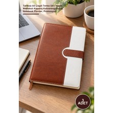 Yenilig 3 Adet Ajanda Defter – Tarihsiz A5 Çizgili Termo Deri Kapak Mıknatıslı Kapanış Kahverengi Beyaz, Notebook Planner, Promosyon