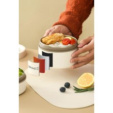 aklow akyoleticaret 304 Çelik Krem 600 ml Yemek Mama Saklama Kabı Sefer Tası (Sıcak Tutmaz) CIN896BY