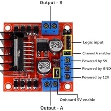 aklow akyoleticaret L298N Voltaj Regulatörlü Çift Motor Sürücü Kartı (Kırmızı Pcb)