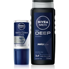 Şanal Nıvea Men Erkek Roll-On Deodorant Derma Control Clinical 50ML ve Men Active Clean Erkek Duş Jeli 500ML