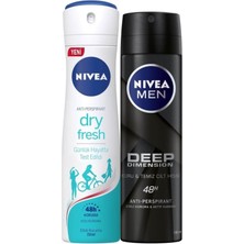 Şanal Nivea Dry Fresh Bayan Deosprey 150 Ml+Deep Dimension Erkek Deosprey 150 ml 2'li Paket