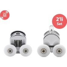 aklow akyoleticaret Duşakabin Tekerleği Metal Gövdeli Krom 2'li Set Teker Çapı 22 mm