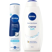 Şanal Kadın Sprey Deodorant Derma Control DEFEND150ML ve Creme Soft Kremsi Dokunuş Duş Jeli 750ML,HYALURON