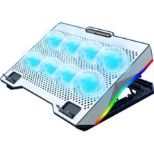 aklow akyoleticaret ZR608 Telefon Tutacaklı 6 Kademe Yükseklik Ayarlı 8 Fanlı Laptop Soğutucu - AL5211