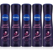 Şanal Nıvea Kadın Sprey Deodorant Pearl&beauty Fine Fragrances,48 Saat Anti-Perspirant KORUMA,150MLX5