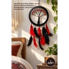 Yenilig 1 Adet Hayat Ağacı Dream Catcher – Siyah Kırmızı Rüya Kapanı Duvar Süsü ve Bohem Dekorasyon, Dreamcatcher, Rüya I