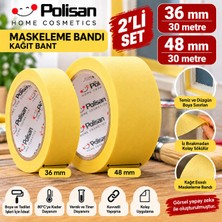 Polisan Maskeleme Bandı Kağıt Bant 2’li Set 36 mm + 48 mm x 30 Metre Boya Tadilat Bandı