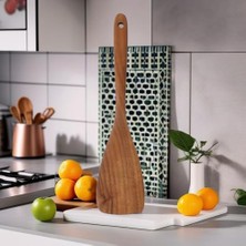 aklow akyoleticaret Doğal Akasya Ağacından El Oyması Servis Spatulası 32 cm | Antibakteriyel; Dayanıklı ve Çevre Dostu Ahşap Kaşığı, ve Uzun Ömürlü Mutfak Gereci (Akasya Spatula)
