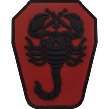 Şanal Single Sword Single Sword Akrep Plastik Patch - Peç Küçük Boy 4cm x 5,5cm, Kirmizi