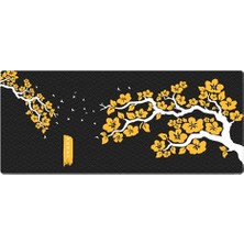 aklow akyoleticaret Gaming Sakura Mouse Pad 70X30 Xl, Kiraz Çiçeği Desenli (Sarı-Siyah, 70X30 cm 3 mm Kalınlık)