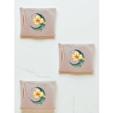 aklow akyoleticaret Ay ve Çiçek Baskılı 3'lü Makyaj Çantası 20X25 cm LH92740829352354234