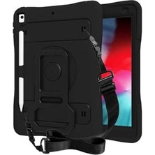 aklow akyoleticaret iPad 10.2 (8.nesil) Uyumlu Siyah Asma, Kalem Bölmeli Defender Silikon Kılıf