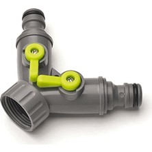 aklow akyoleticaret Eco Musluk Adaptörü, Iki Hortum Çıkışlı, Vanalı, 3/4