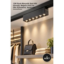 Yenilig 3 Adet CT-5820G Cortez Magnetic Spot CT-5820 – 12W Siyah Manyetik Spot 48V Günışığı, Mağaza Vitrin ve Ofis Aydınlatma, Spot/light