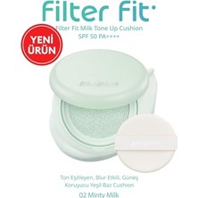 aklow akyoleticaret Filter Fit Milk Tone Up Cushion Ton Eşitleyen Güneş Koruyucu Yeşil Baz 02 Minty Milk, 111635