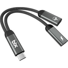 aklow akyoleticaret Adp-13 Type-C - Çift Type-C Dönüştürücü, Kulaklık ve 15W Hızlı Şarj, iPhone Uyumlu