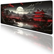 aklow akyoleticaret Japon Minka Temalı Gamer Kaymaz Masa Üstü Oyun Klavye Mouse Pad, 70X30 cm