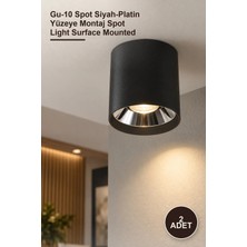 Yenilig 2 Adet CT-5421SP Foça Sıva Üstü Armatür – Gu-10 Spot Siyah-Platin Yüzeye Montaj Spot Light Surface Mounted