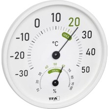 aklow akyoleticaret Dostmann Analog Termal Higrometre, 45.2045.02, Iç ve Dış Mekan Için, Renkli Konfor Bölgeleri, Beyaz, U 130 x G 20 x Y 165 mm