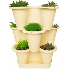 aklow akyoleticaret Arsimo Katlı Şanslı Yonca Tasarımlı 3 26.5 x 26.5 cm Krem Saksı