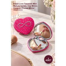 Yenilig 1 Adet Cep Aynası – Kalpli Love Tasarımlı Mini Makyaj Aynası, Cep Mirror, Compact Pocket Mirror