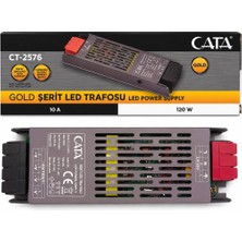 Cata CT-2576V Gold Şerit LED Trafosu 120W 10A 12V Klemensli LED Driver