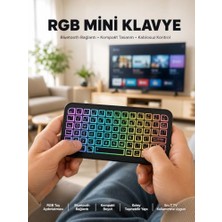 aklow akyoleticaret Kompakt Siyah Rgb Işıklı Bluetooth Mini Klavye