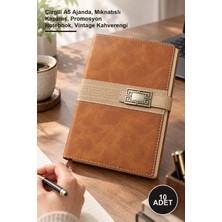 Yenilig 10 Adet Tarihsiz Termo Deri Defter – Çizgili A5 Ajanda, Mıknatıslı Kapanış, Promosyon Notebook, Vintage Kahverengi