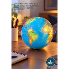 Yenilig 2 Adet Işıklı Dünya – Dönen Masaüstü Küre, Işıklı Renkli Dünya Modeli, Rotating Globe, Lighted Sphere