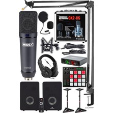 Şanal Midex Private Paket-6 Stüdyo Ekipmanları Seti (Monitör Mikrofon Ses Kartı Kulaklık Midi Pad Controller)