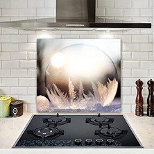 aklow akyoleticaret Kış Küresi Desenli Cam Ocak Arkası Koruyucu, 52 cm x 60 cm