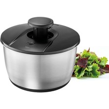 aklow akyoleticaret Salata Kurutucu Push It 5l; Paslanmaz Çelik Kase Ø 25 Cm, Salata Süzgeci