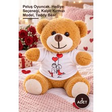 Yenilig 2 Adet Mutlu Çift Tişörtlü Peluş Ayıcık – Peluş Oyuncak, Hediye Seçeneği, Kalpli Kırmızı Model, Teddy Bear