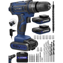 Şanal Steiner Alman Highline 58 V 5 Ah Darbeli Bakır Sargılı Çift Akülü Vidalama Matkap - ST0518R215400107
