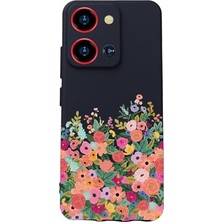aklow akyoleticaret S19 Max Pro S Zoom ile Uyumlu Kamera Korumalı Silikon Kılıf, Çiçek Baskılı, Siyah