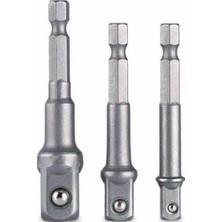Şanal 3'lü Lokma Adaptörü Seti, 1/4", 3/8", 1/2" Çelik, Matkap ve Vidalama Aletleri Için 1/4" Hex Plus