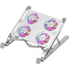 aklow akyoleticaret LED Işıklı Yükseklik Ayarlı Katlanabilir 4 Fanlı Notebook Laptop Soğutucu Turbo Fan Laptop Standı