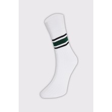 Şanal Tudors Unisex Çizgili Kolej Tenis Çorabı, 40-45 Beden, Beyaz