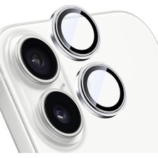 aklow akyoleticaret IPhone 17 ile Uyumlu Kamera Koruyucu Alüminyum Alaşım Çerçeveli ve 9h Sertliğinde Temperli Camlı Lens Koruyucu (Beyaz)