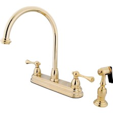 Şanal Kingston Brass KB3752BLBS Vintage Set Pirinç Püskürtücülü Mutfak Bataryası, 20,5 Cm, Parlak Pirinç