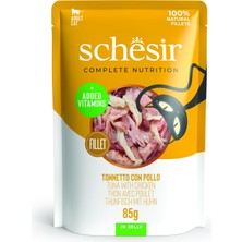Şanal Schesir Jelly Ton Balıklı ve Tavuklu Pouch Yetişkin Kedi Konservesi 85 gr 12'li Paket