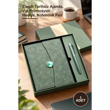 Yenilig 1 Adet Özel Kutulu Deri Defter ve Metal Roller Kalem Seti – Çizgili Tarihsiz Ajanda, Vip Promosyon Hediye, Notebook Pen