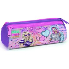 Şanal Coral High Pembe Mor Fashion Girl Üç Bölmeli Kalem Çantası - Kız Çocuk