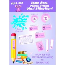 aklow akyoleticaret Okul Etiketi Full Set 306 Pembe Canavar/kalem Etiketi Isimli Kişiye Özel