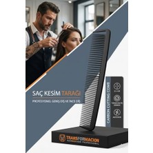 aklow akyoleticaret Profesyonel Karbon Saç Kesim Tarağı, Antistatik, Geniş ve Ince Diş, 21,5 Cm, Siyah 721397