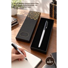 Yenilig 1 Adet Metal Silver Roller Kalem – Kutulu Mandala Desenli Karton Kutu, Metal Gövde, Roller/rollerball, Vip Hediye, Kişiye Özel Lazer