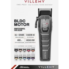 aklow akyoleticaret Bıçak, VME-P920 Profesyonel Saç ve Sakal Kesme Makinesi Bldc Motor Şarjlı Dlc Seramik 10 Tarak Dijital Ekran 4600 Mah