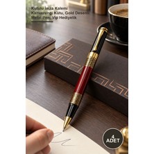 Yenilig 4 Adet Desenli Metal Roller Kalem – Kutulu Imza Kalemi Kahverengi Kutu, Gold Desenli Metal Pen, Vip Hediyelik